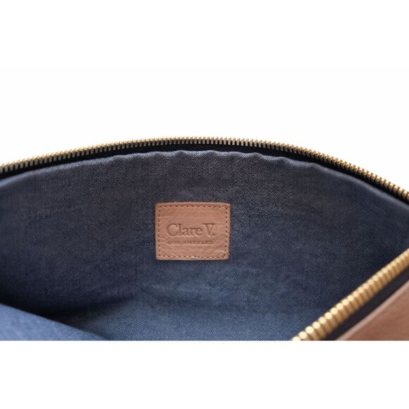 Clare V. Foldover Clutch — Taupe Leather / Brass Hardware - Picture 3 of 3
